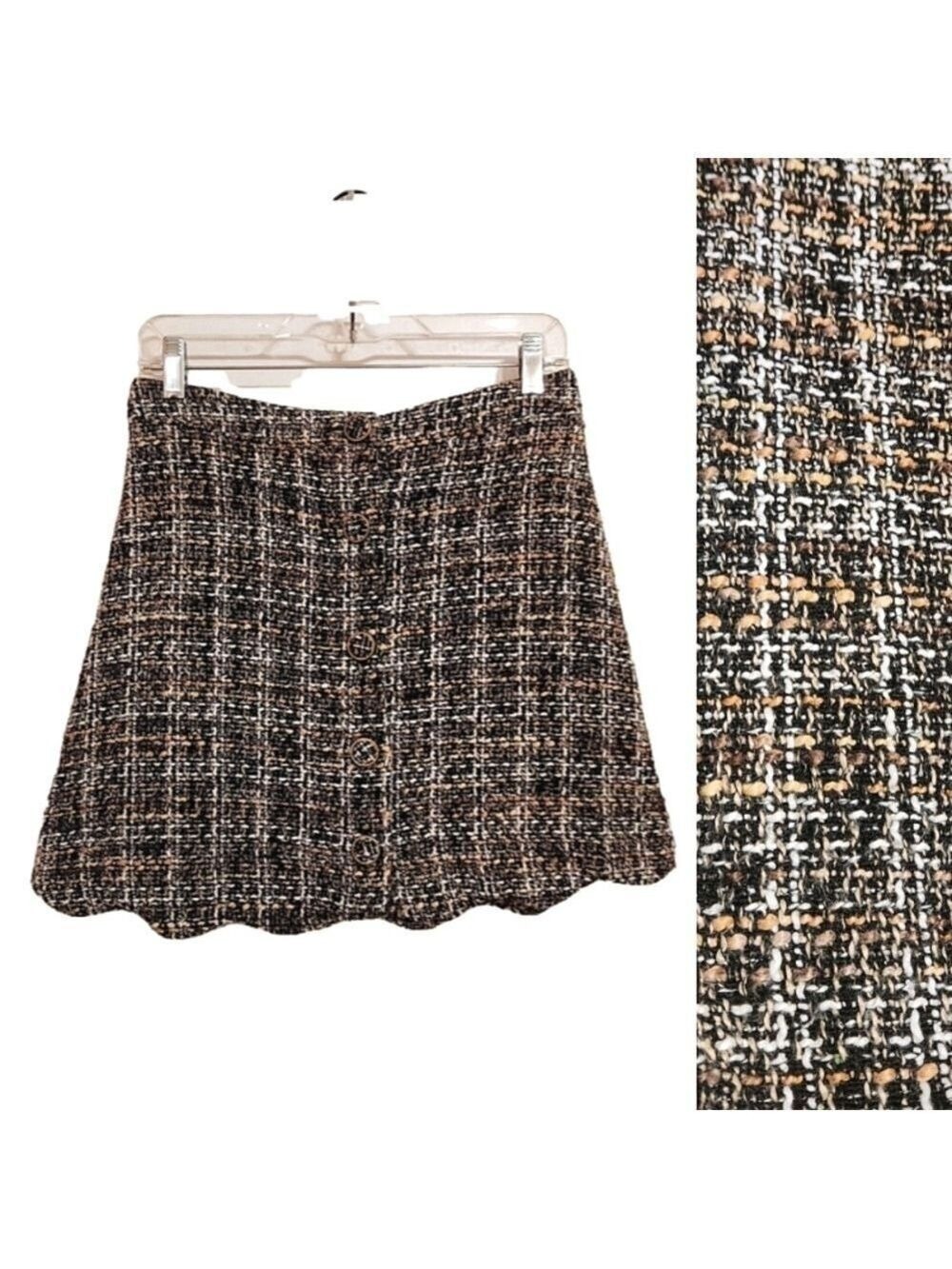Blu Pepper Black Tan Tweed A Line Mini Skirt Medium